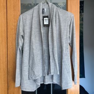 Gray and White striped cardigan. Brand new.